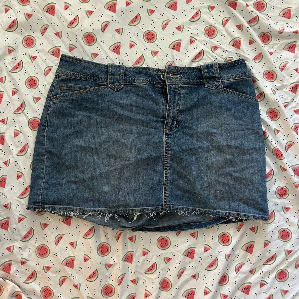 Denim miniskirt with shorts